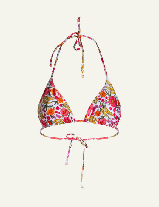 Farm Rio floral triangle bikini top colorful print front view