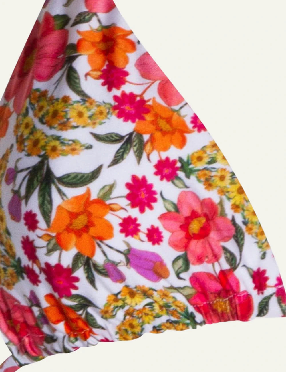 Farm Rio floral triangle bikini top colorful print detail view