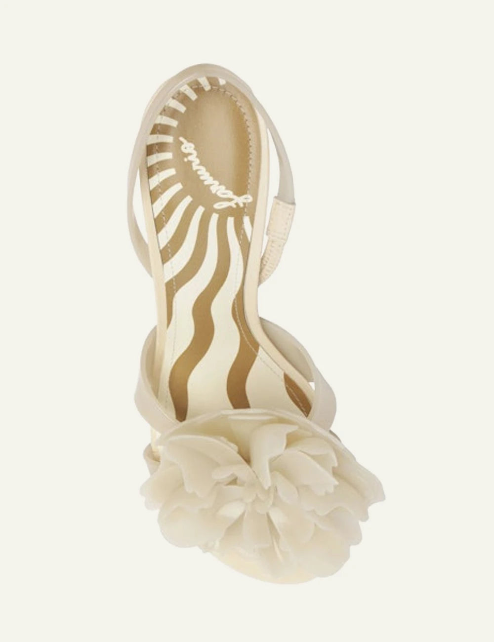 Farm Rio flower jelly heeled sandal off white side view floral top view