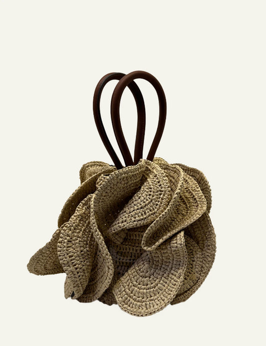 Farm Rio flower raffia bag natural front view