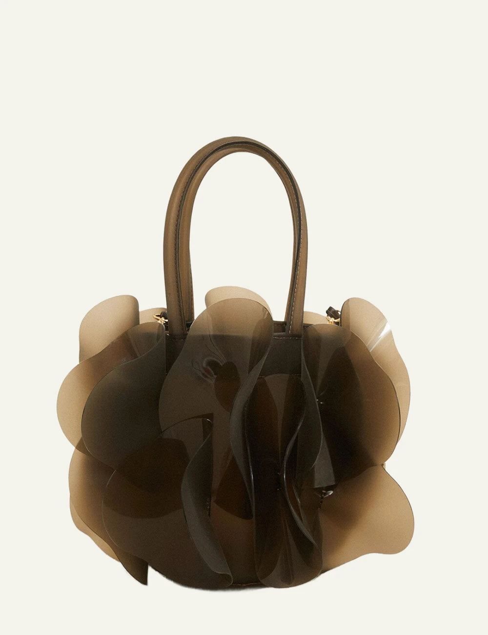 Farm Rio jelly flower bag dark olive translucent floral design top handle