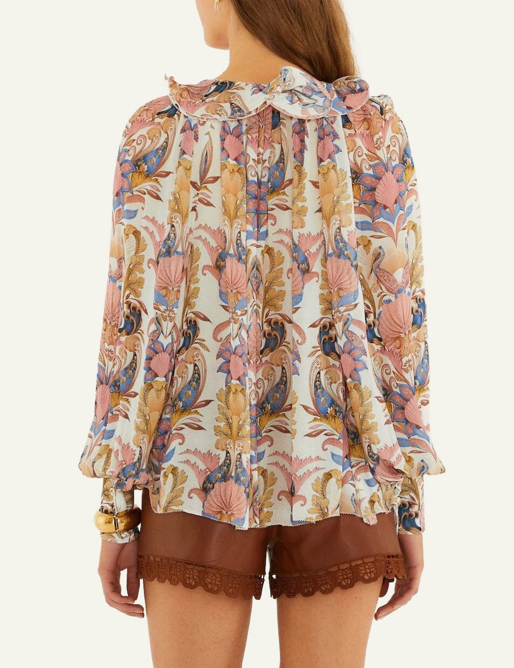 Farm Rio long sleeve blouse multicolor  print back view