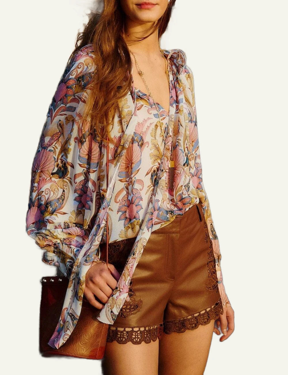Farm Rio long sleeve blouse multicolor  print side view
