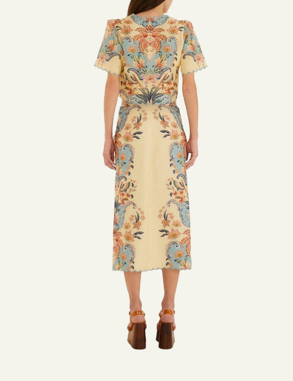 Farm Rio midi skirt beige back view