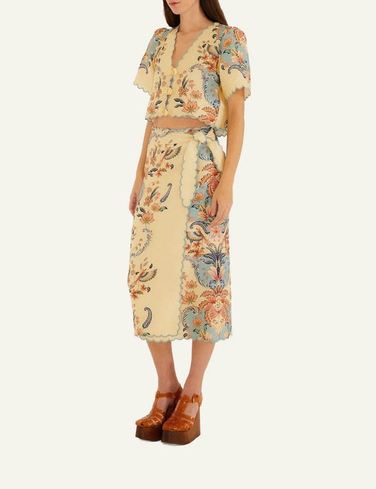 Farm Rio midi skirt beige side view