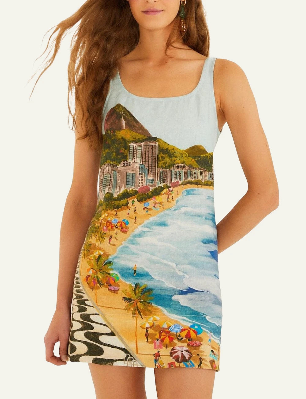 Farm Rio copacabana beach mini dress multicolor front model
