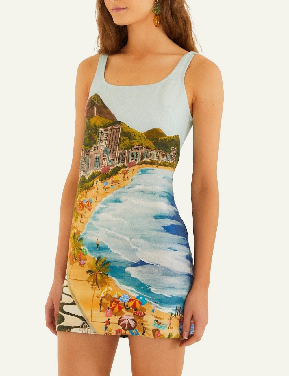 Farm Rio copacabana beach mini dress multicolor side model