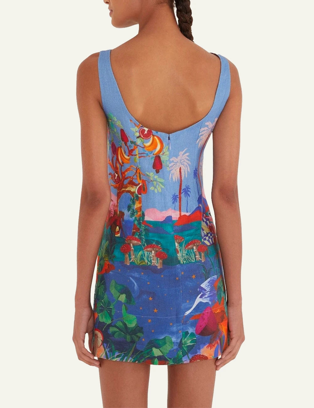 Farm Rio dream landscape mini dress multicolor back