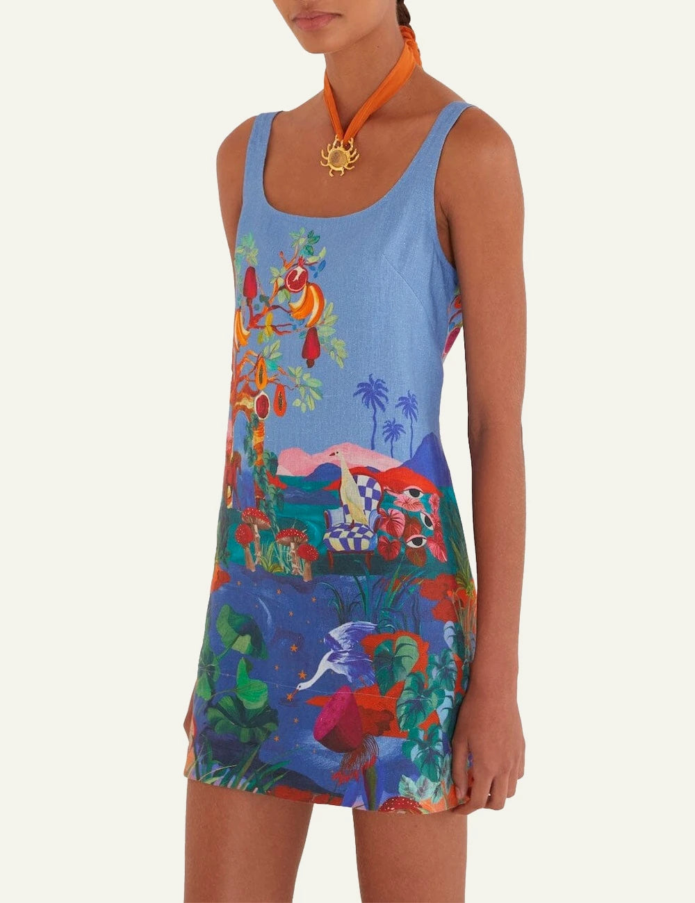 Farm Rio dream landscape mini dress multicolor side model