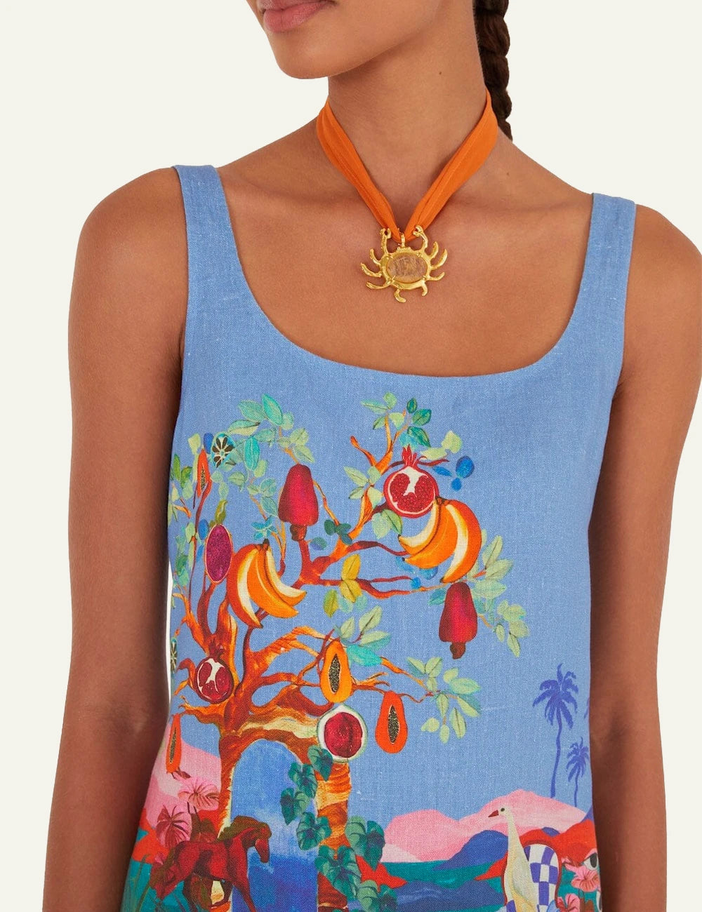 Farm Rio dream landscape mini dress multicolor front detail