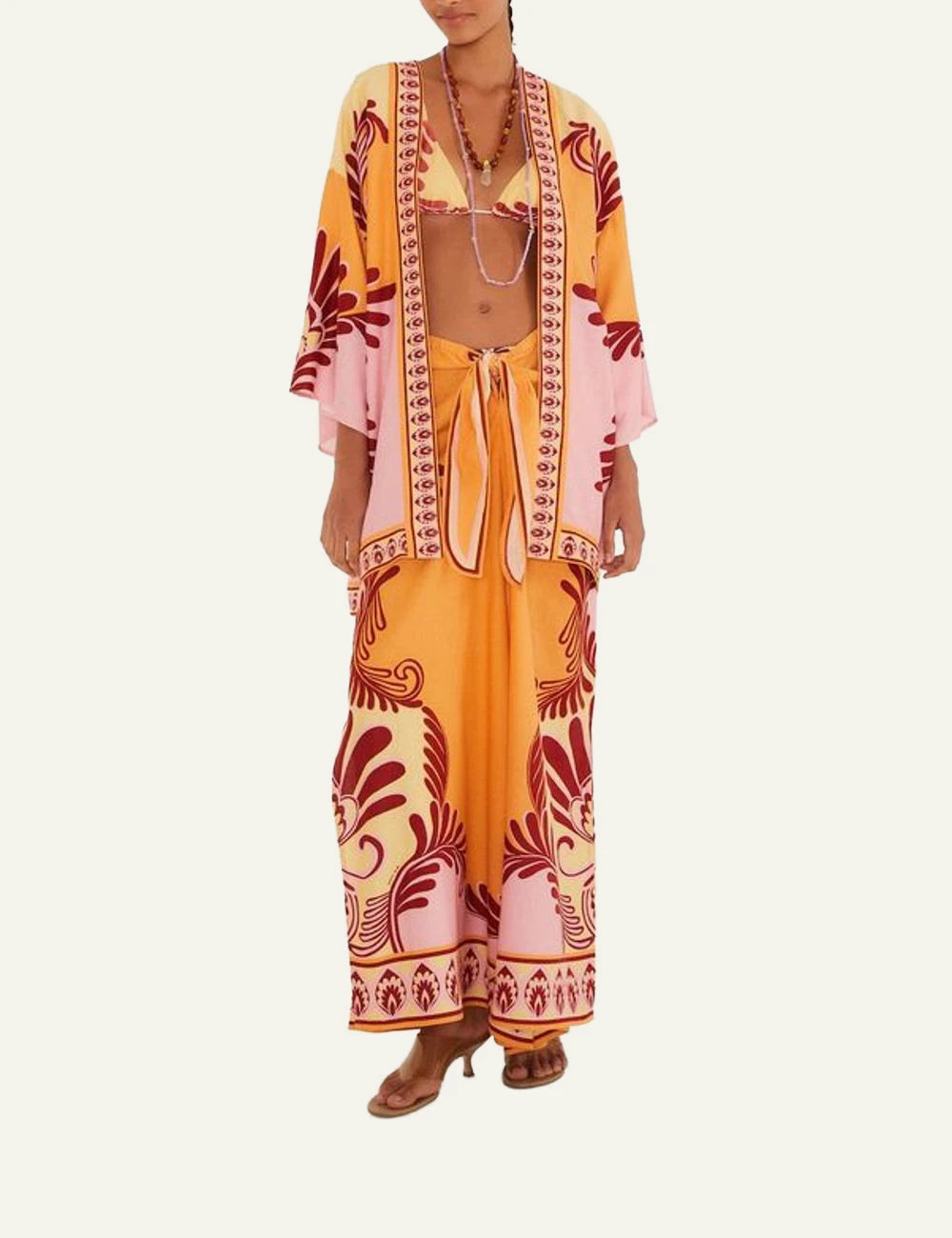 Kurt Geiger MD Kensington Fringes pastel tweed embellished front view full body