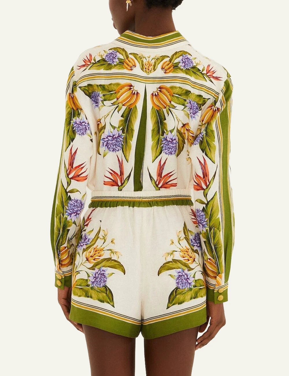 Farm Rio tropical scarf shorts sand print detail back
