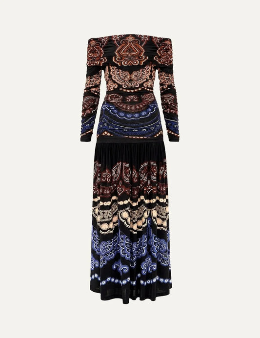 Farm Rio Women’s Black Floral Off-Shoulder Maxi Dress product shot