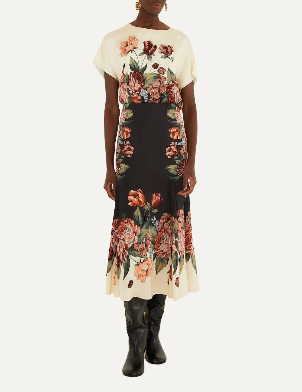 Farm Rio Women’s Multicolour Winter Floral Maxi Dress front view