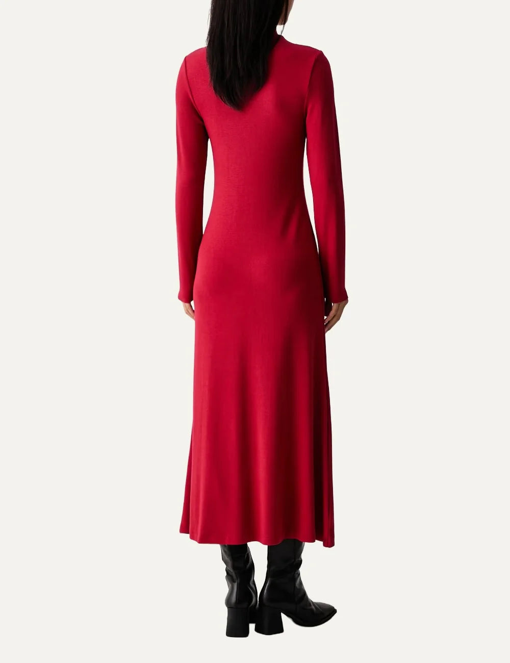  Farm Rio Women’s Red Floral-Appliqué Knitted Maxi Dress back view