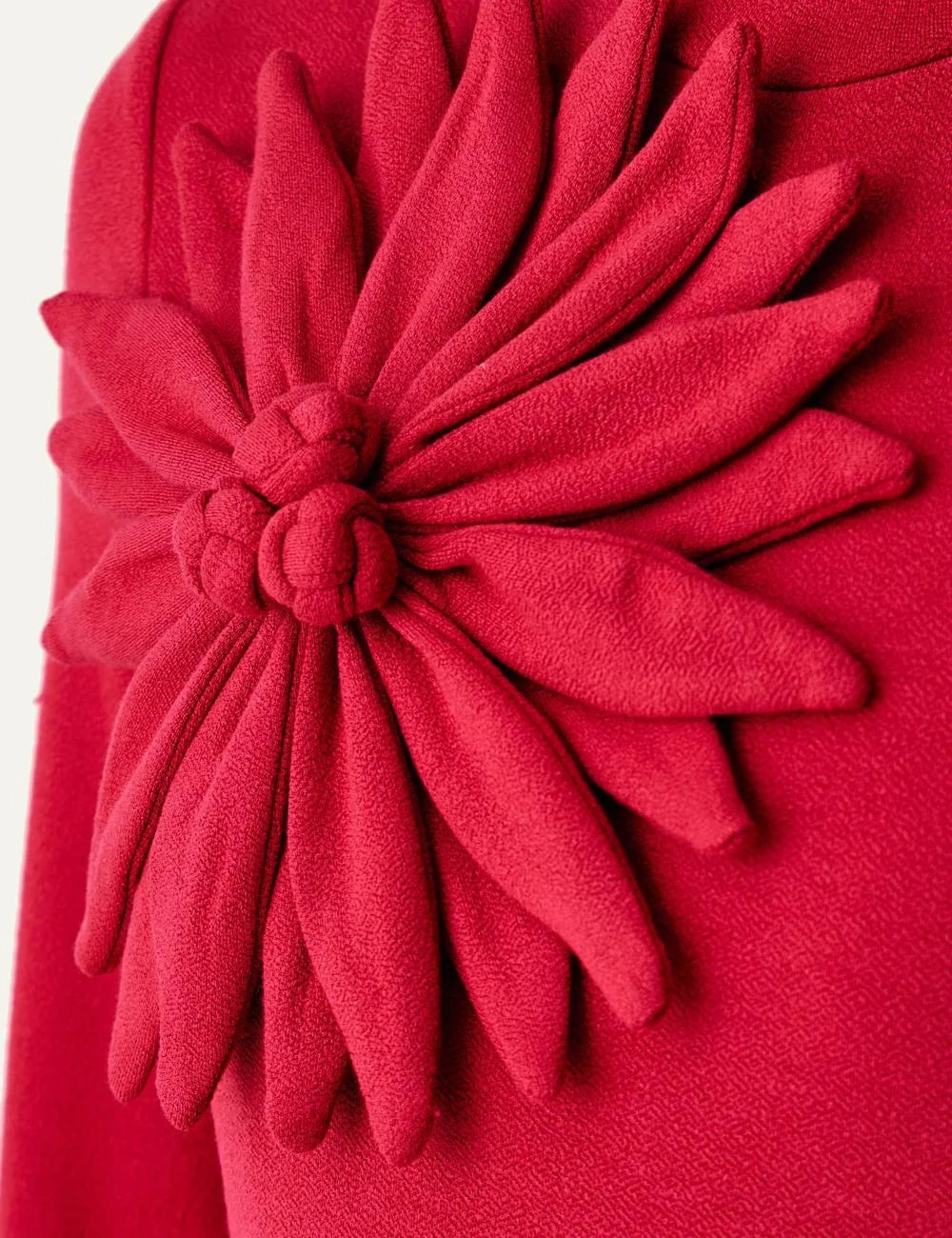  Farm Rio Women’s Red Floral-Appliqué Knitted Maxi Dress flower detail