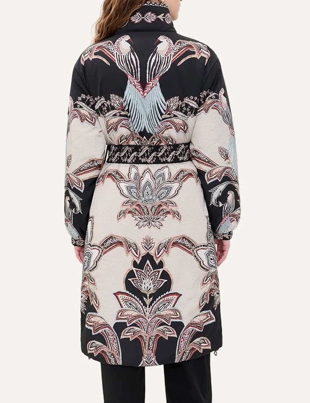 Farm Rio Women’s Reversible Bird and Floral Puffer Coat back view