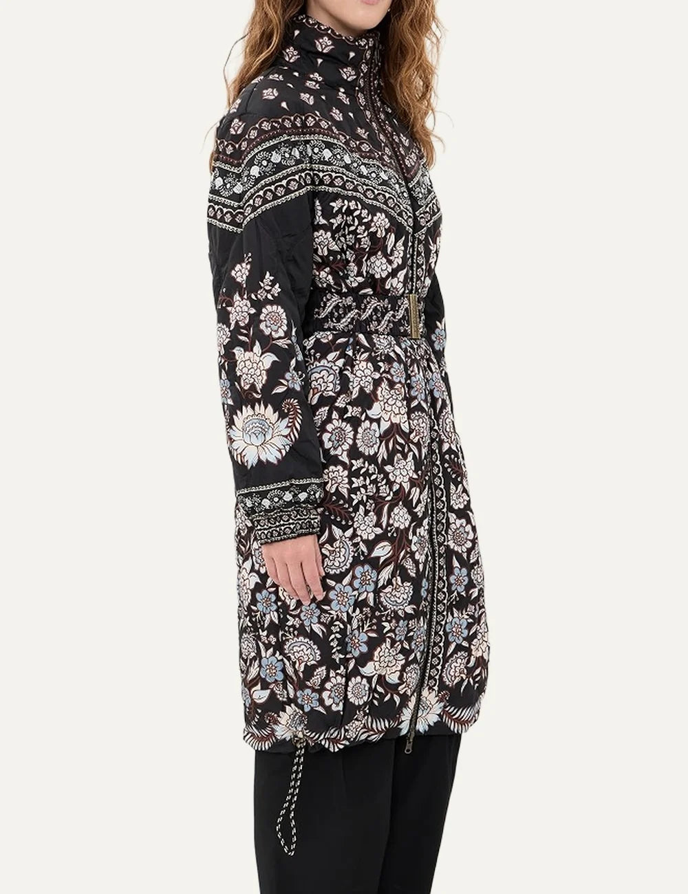Farm Rio Women’s Reversible Bird and Floral Puffer Coat opposite side