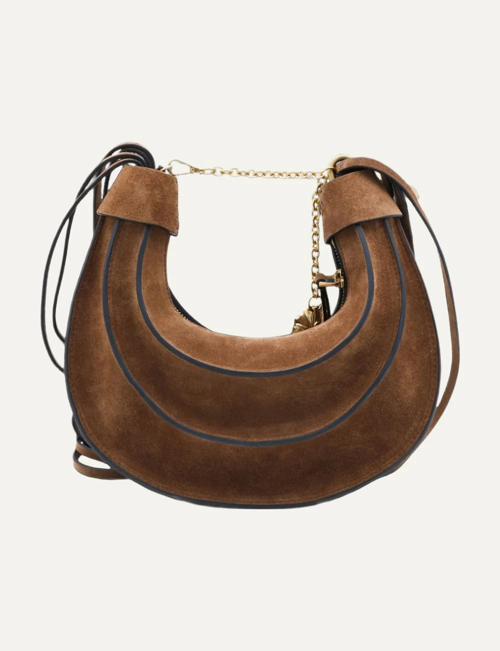 Farm Rio Women’s Walnut Brown Suede Shoulder Bag back view