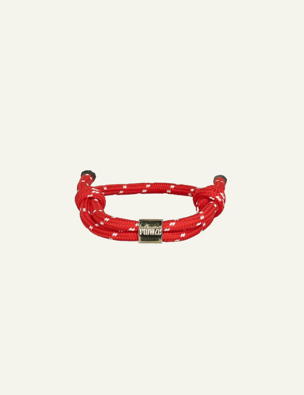 Flowze Flo Brace bracelet red braided rope detail gold logo front view