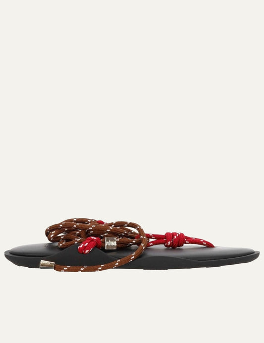 Flowze Flo sandals red rope straps black sole top view