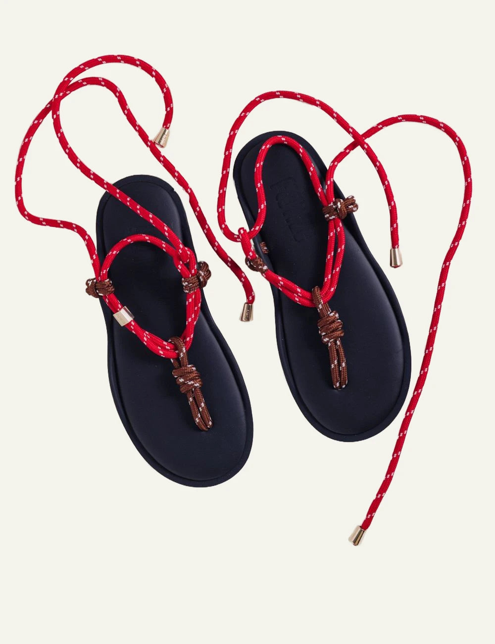 Flowze Flo sandals red rope straps black sole top view