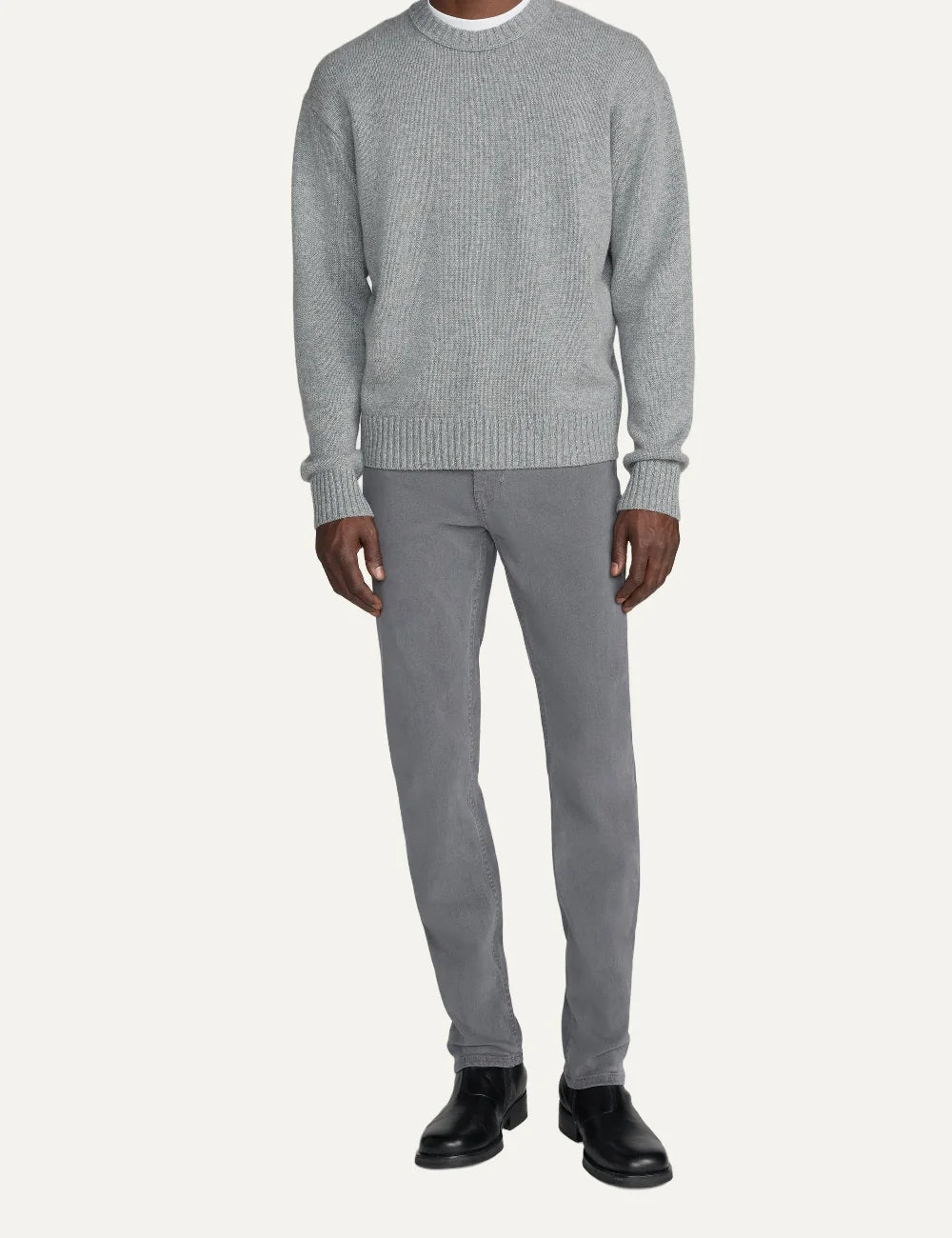 FRAME men's grey stretch twill straight-leg pants full body