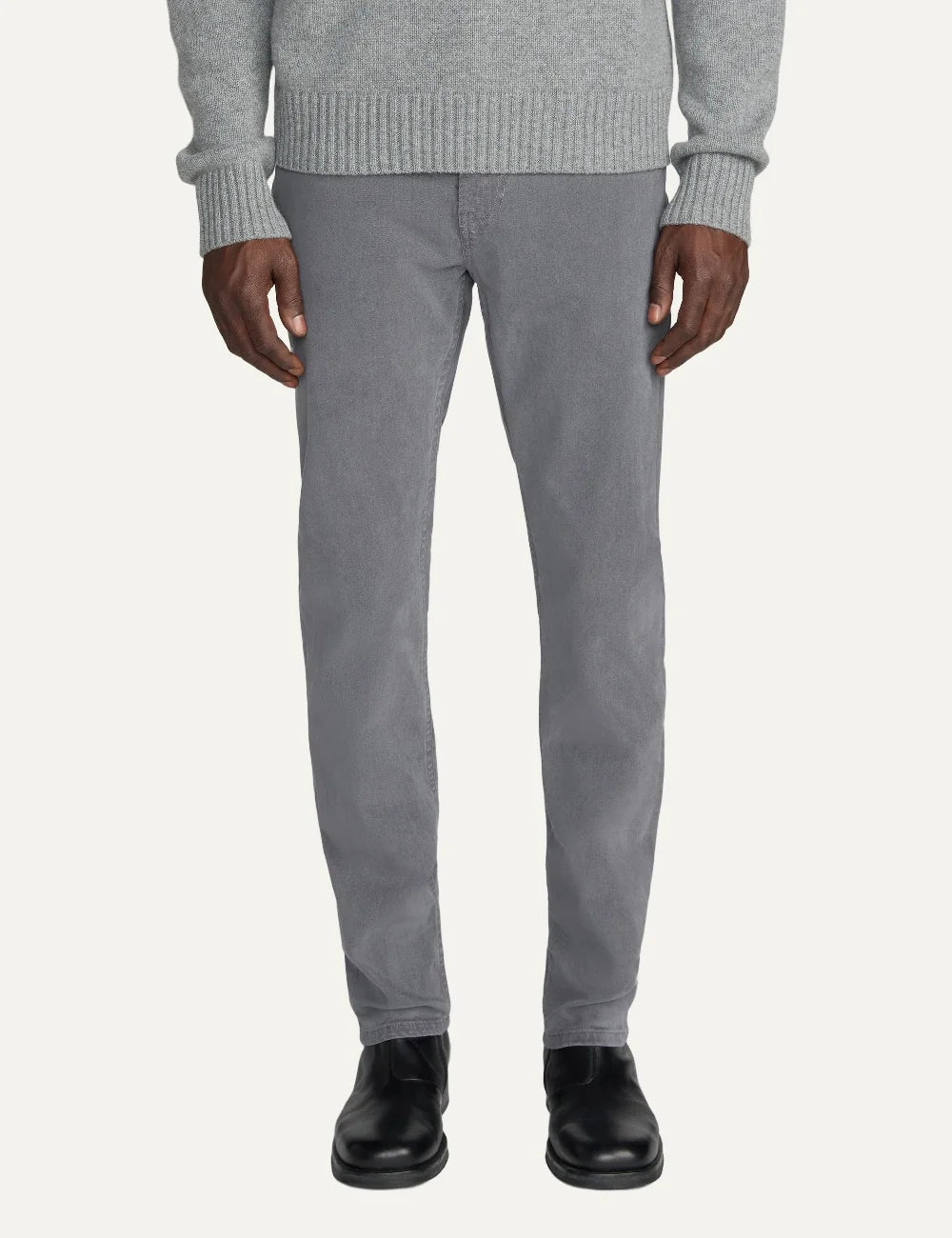 FRAME men's grey stretch twill straight-leg pants model