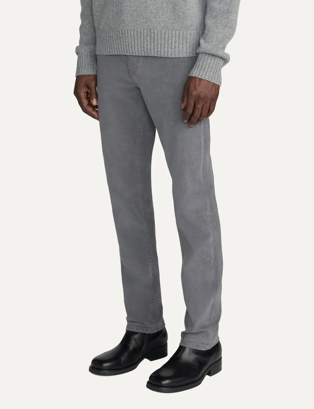FRAME men's grey stretch twill straight-leg pants side
