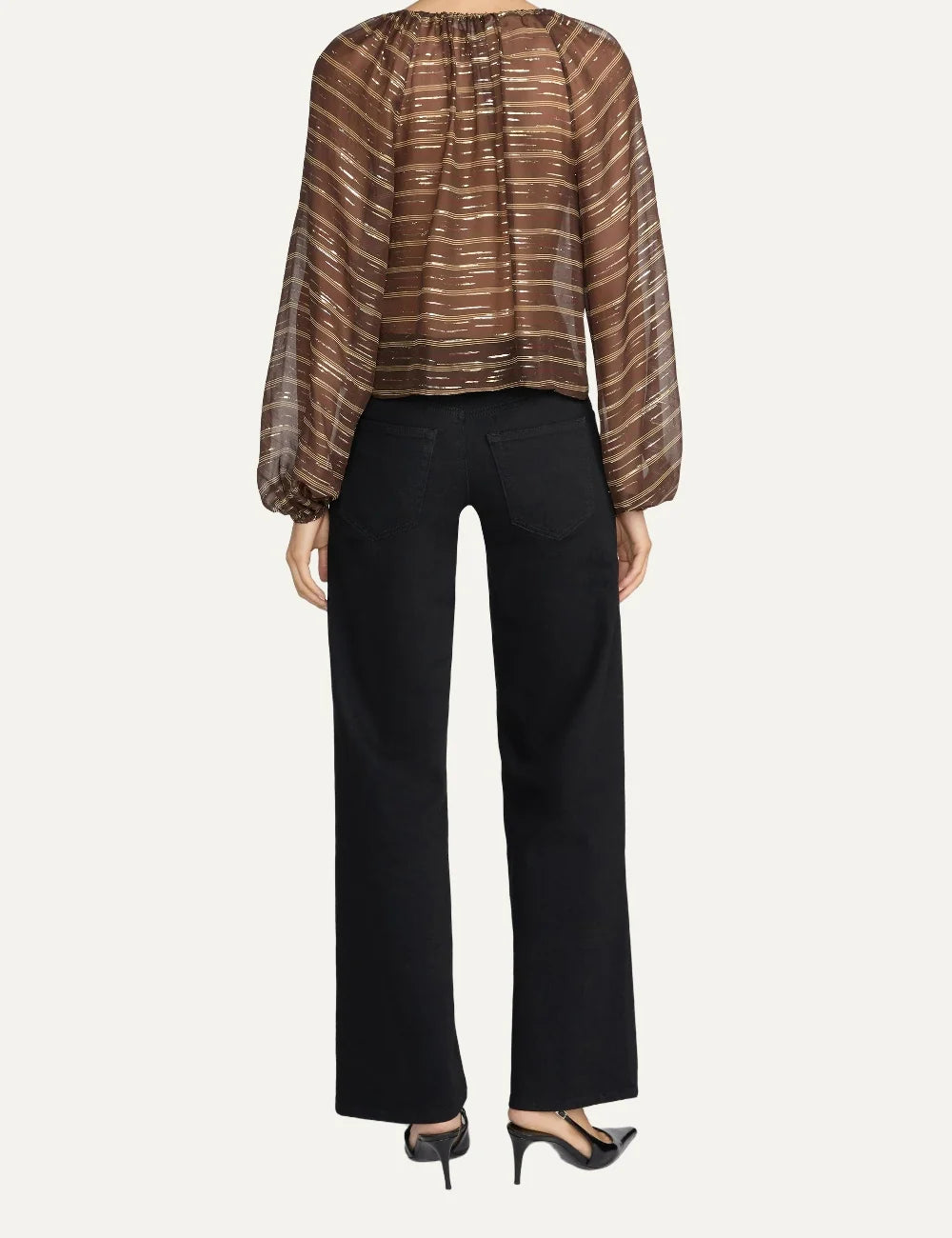 FRAME women's black high-rise wide leg jeans back