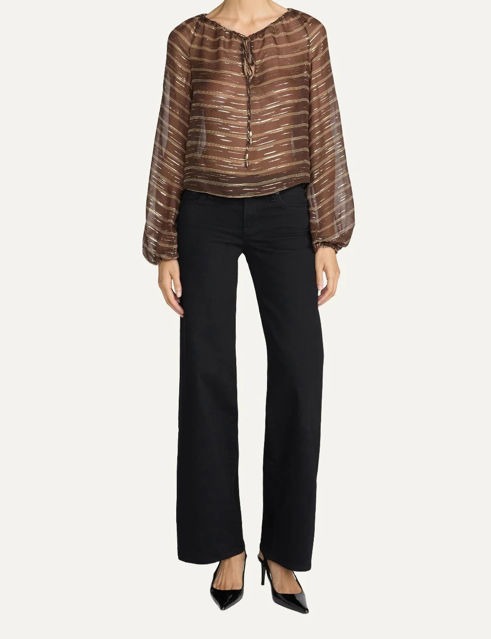FRAME women's black high-rise wide leg jeans full body