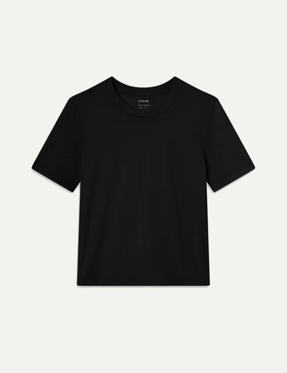 FRAME women's black Supima cotton short sleeve top with crew neck