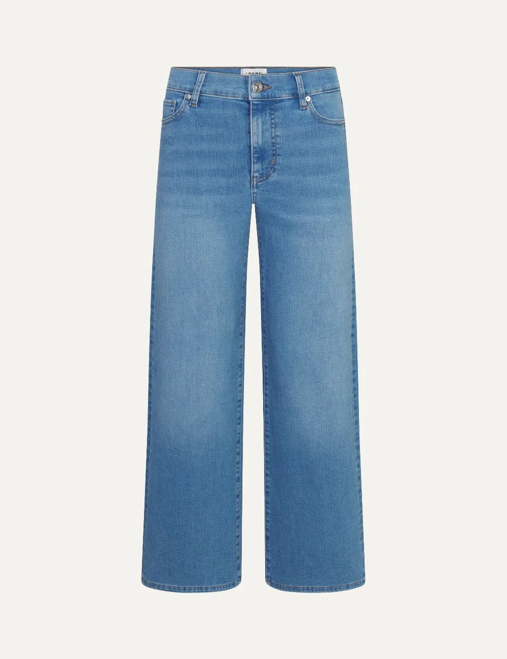FRAME women's blue denim high rise wide leg flare jeans