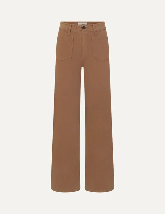 FRAME women's brown cotton blend high-rise wide-leg palazzo pants