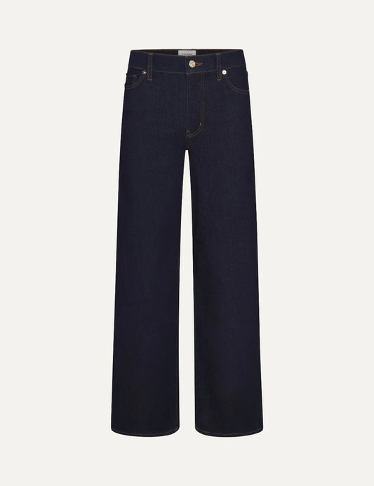 FRAME women's dark blue high-rise wide leg jeans