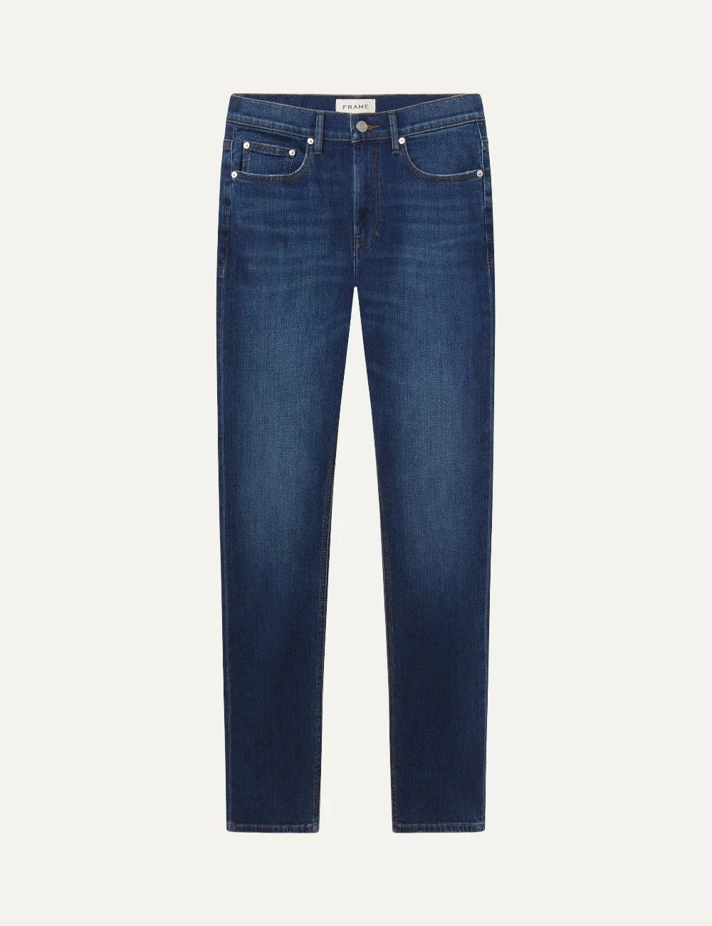 FRAME women's dark blue straight leg jeans with five pocket design