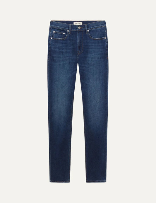 FRAME women's dark blue straight leg jeans with five pocket design