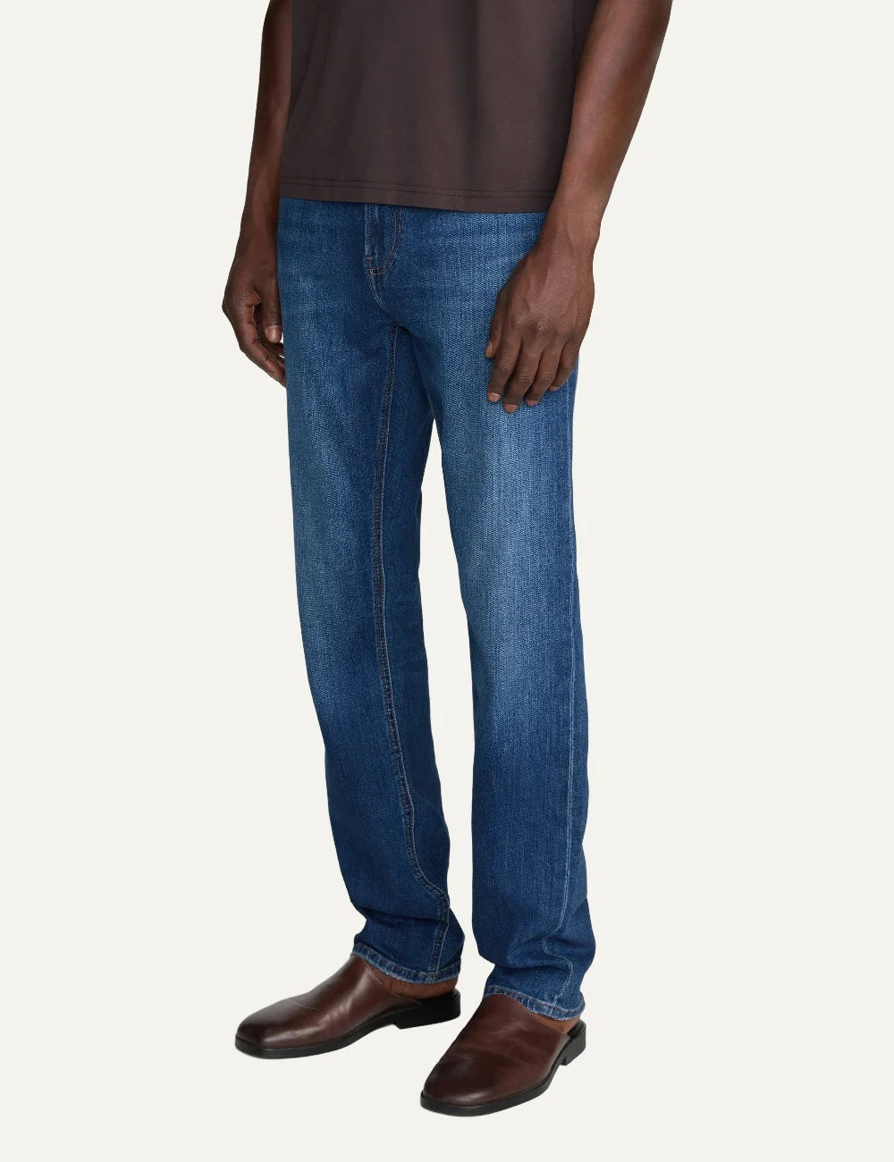 FRAME women's dark blue straight leg jeans with five pocket design side
