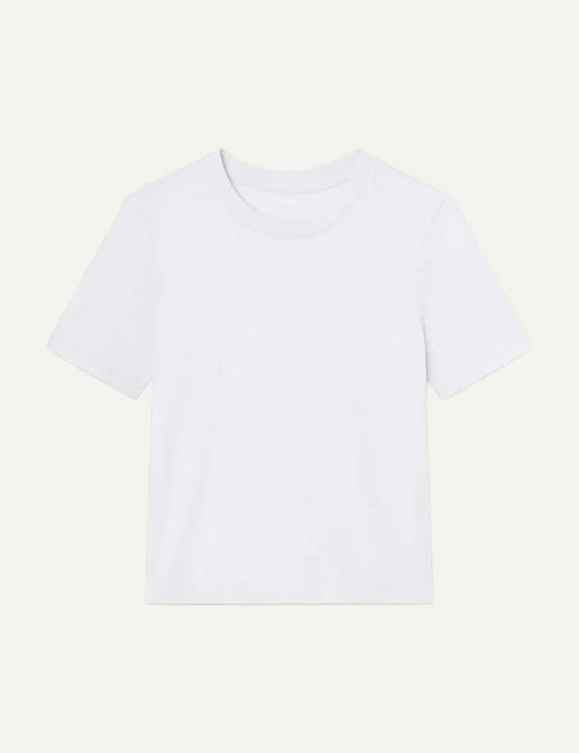 FRAME women's white Supima cotton short sleeve top with crew neck