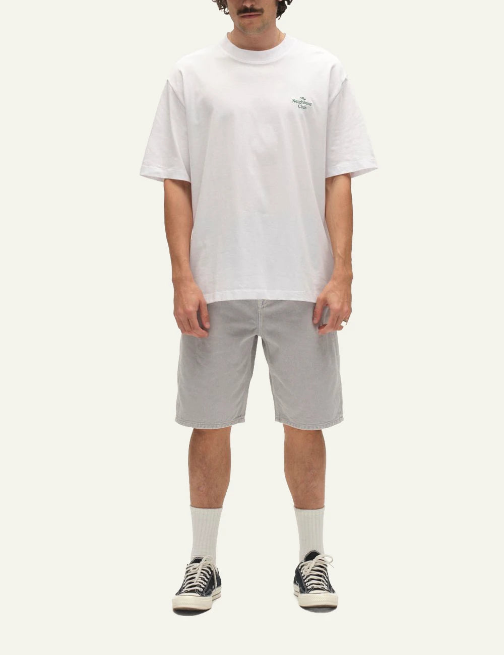 Gabba Antiq shorts rigid twill light grey front full body view