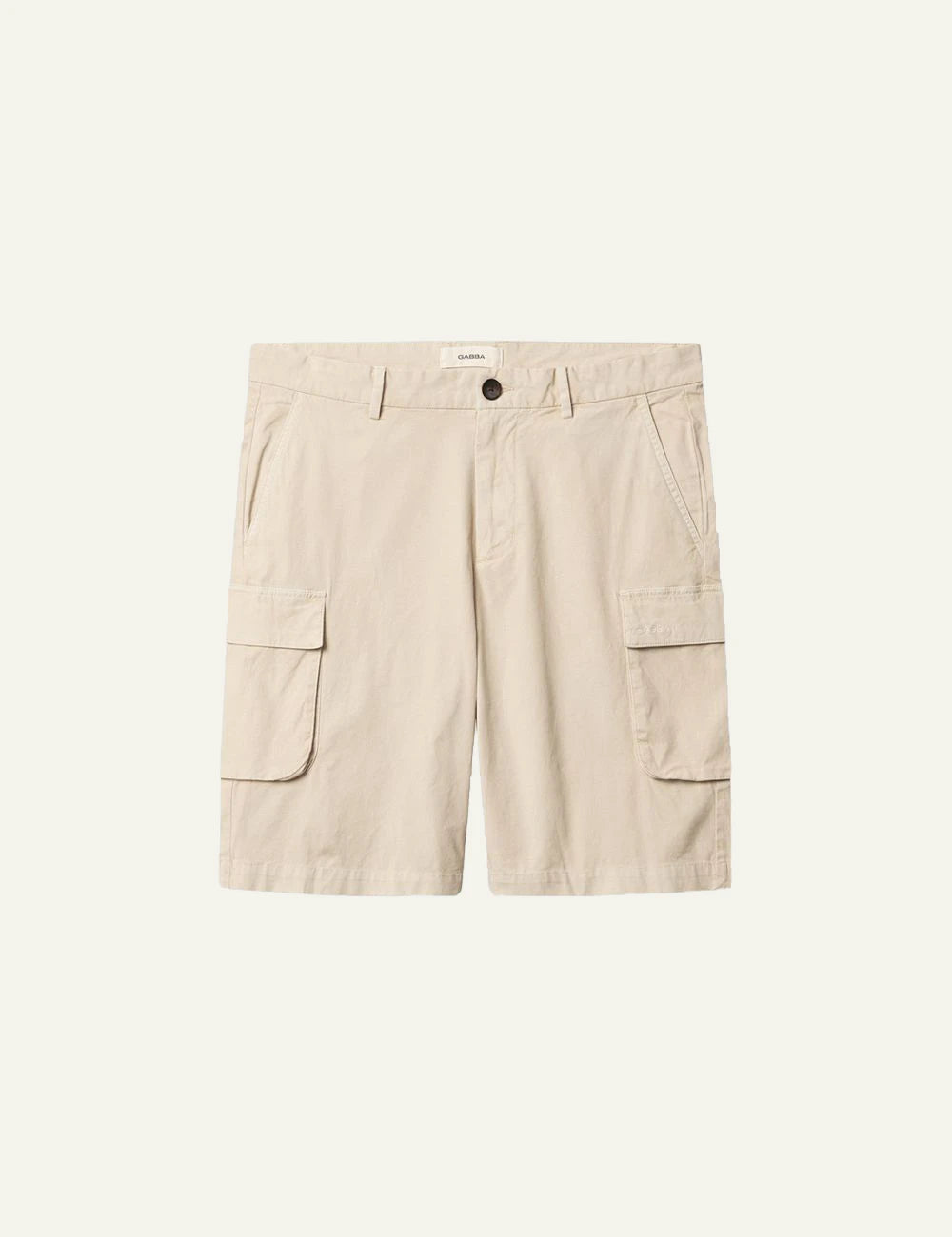 Gabba cargo shorts relaxed fit beige side pockets front flat view
