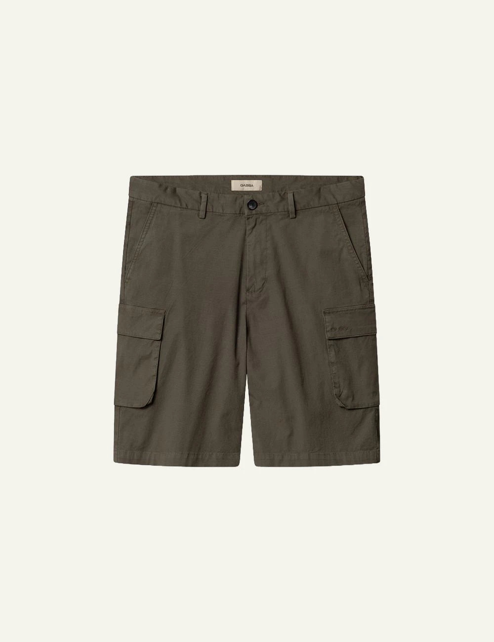 Gabba cargo shorts relaxed fit khaki side pockets front flat view