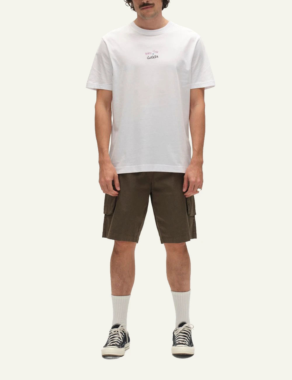 Gabba cargo shorts relaxed fit khaki side pockets front full body  view