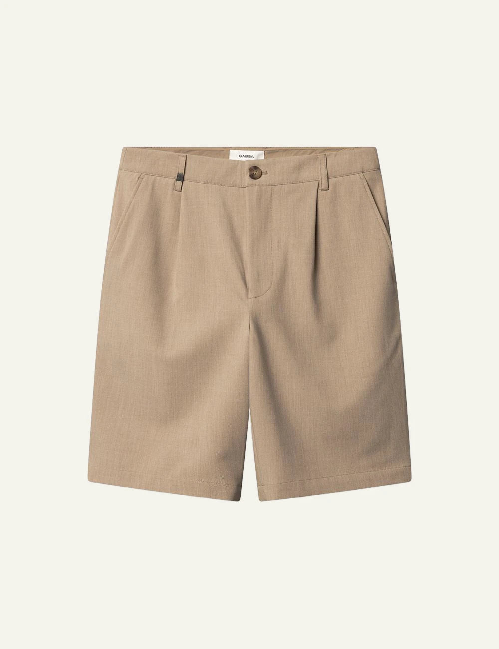 Gabba chino shorts beige relaxed fit pleated front flat view