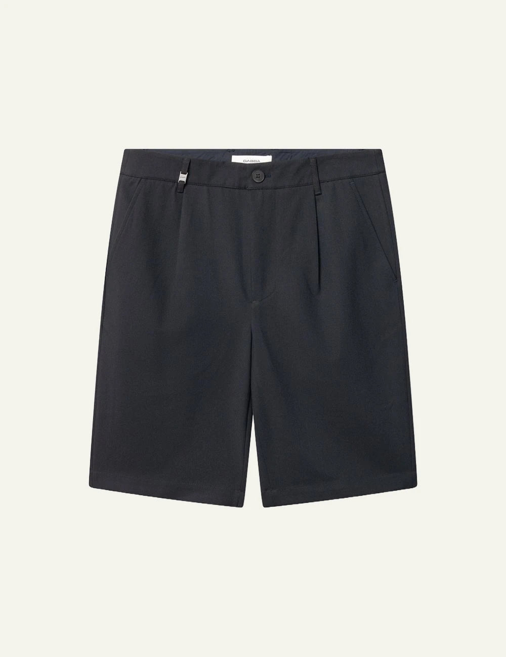 Gabba chino shorts navy relaxed fit pleated front flat view
