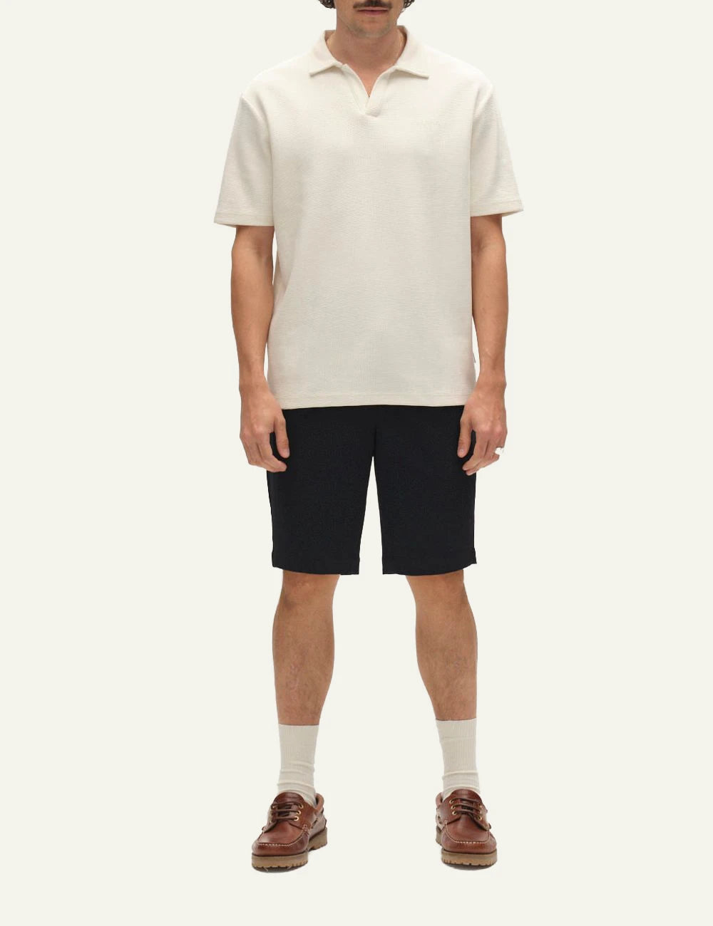 Gabba chino shorts navy relaxed fit pleated front full body view