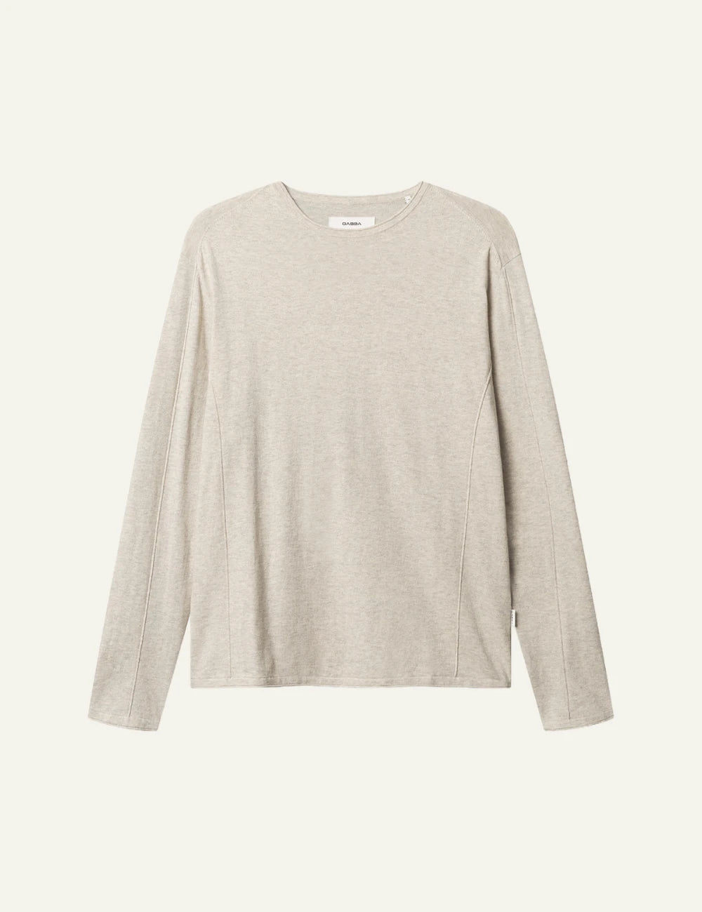 Gabba cotton knit long sleeve beige melange regular fit front view