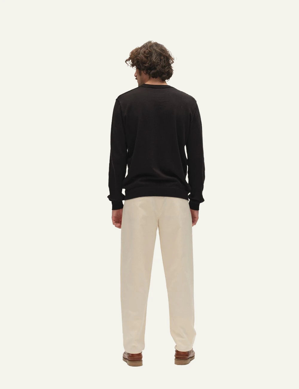 Gabba cropped trousers beige relaxed fit pleated back view