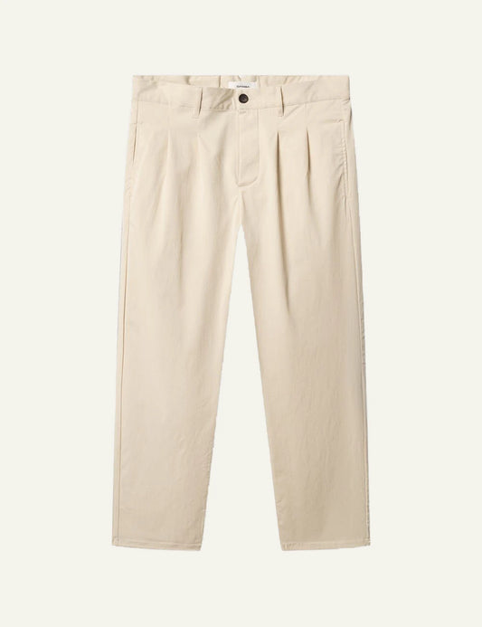 Gabba cropped trousers beige relaxed fit pleated front flat view