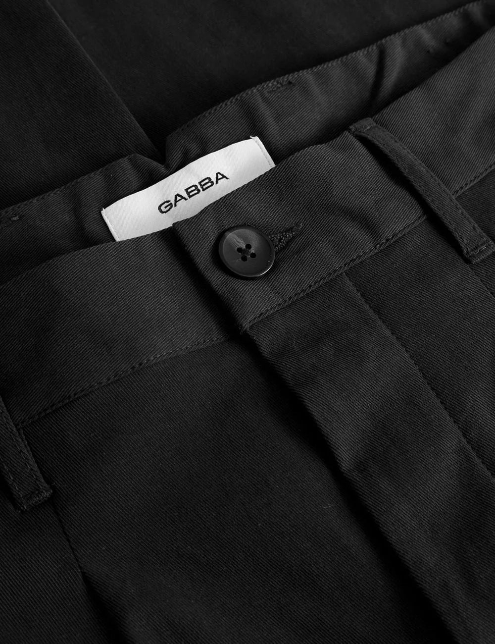 Gabba cropped trousers black relaxed fit pleated front detail view